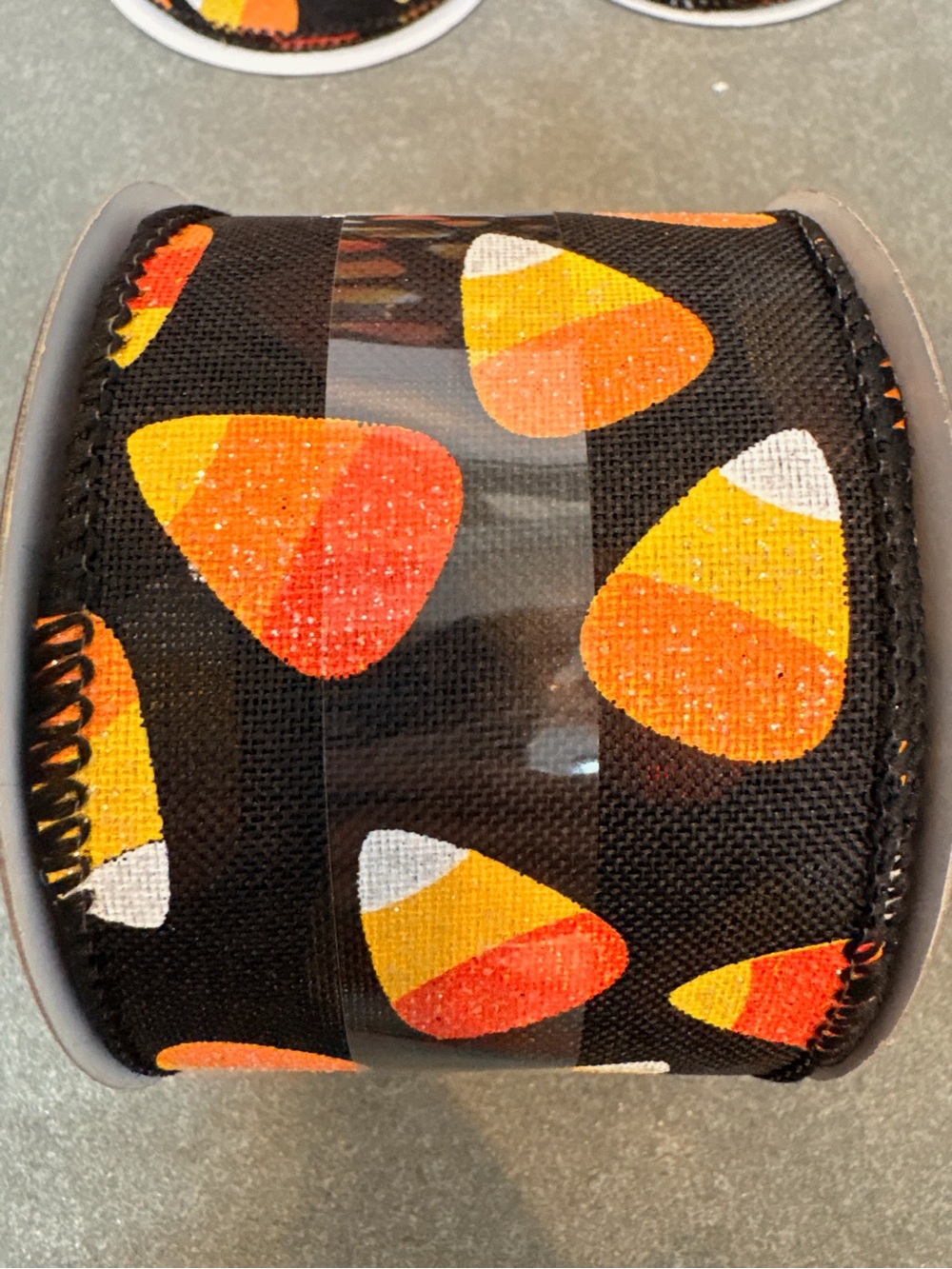 Celebrate It Candy Corn Glitter Wired Ribbon - Black, Orange, Yellow, White